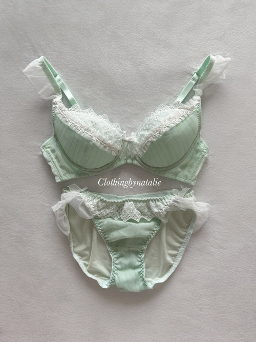 Japanese Green Chiffon Lingerie Set Size 70B