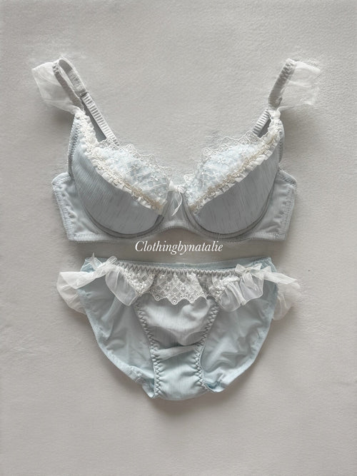 Japanese Blue Chiffon Lingerie Set Size 70C