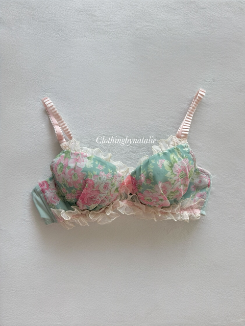 Fairy Green Floral Chiffon Bra Size 80A