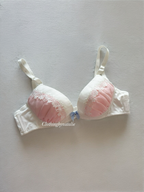 Coquette Pink White Chiffon Bra Size 80A