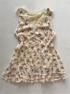 Y2K Floral Beige Chiffon Babydoll Size S