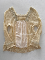 Yellow Knit Lace Blouse Size S
