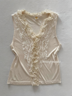 Cream Ruffle Jersey Tank Top Size S