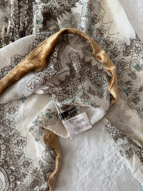 Boho Chiffon Velvet Blouse (M)