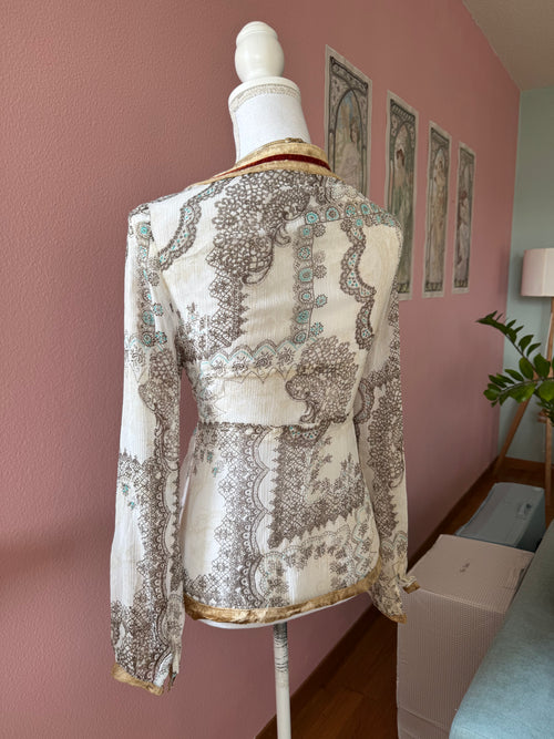 Boho Chiffon Velvet Blouse (M)