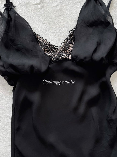 Black Sheer Chiffon Slip Size S
