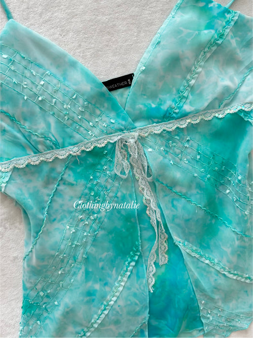 Y2K Fairy Green Chiffon Cami size S/M