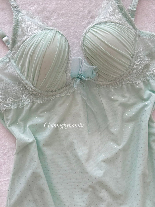 Glitter Mesh Mint Bustier size S/small M or 75B/80A