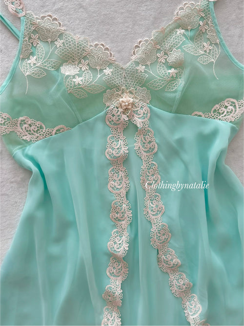 Teal Chiffon Lace Babydoll size M