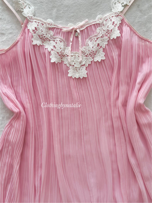 Romantic Pleated Pink Slip Size S/M