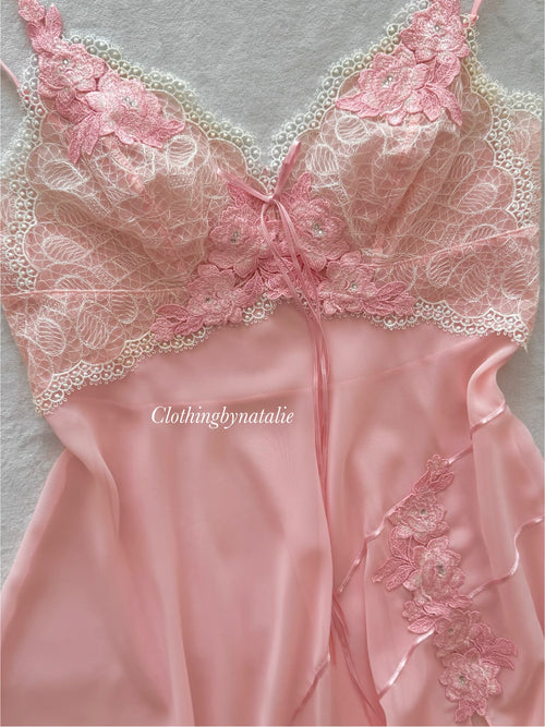 Ethereal Pink Chiffon Babydoll size S