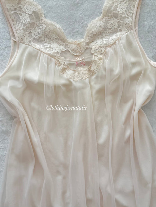 Vintage Pink Nylon Nightgown size S