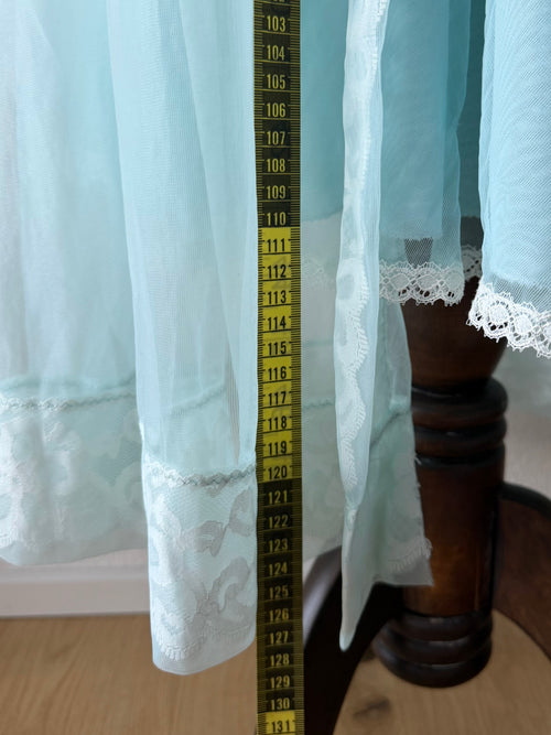 Vintage Blue Nylon Peignoir Set Size M