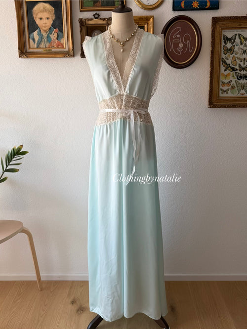 Lily of France Maxi Blue Satin Gown Size M/small L