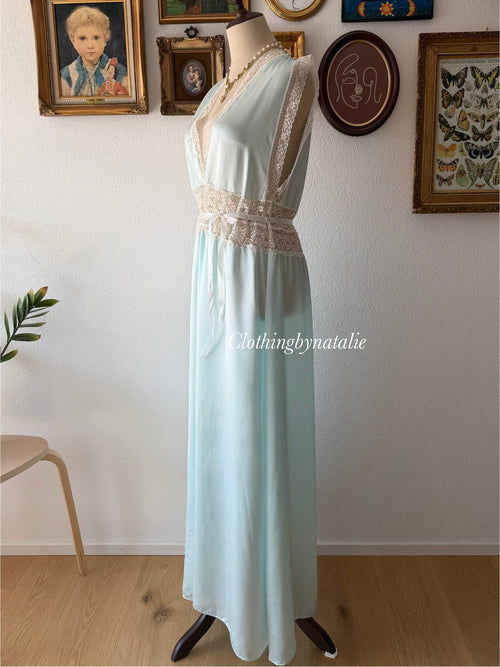 Lily of France Maxi Blue Satin Gown Size M/small L