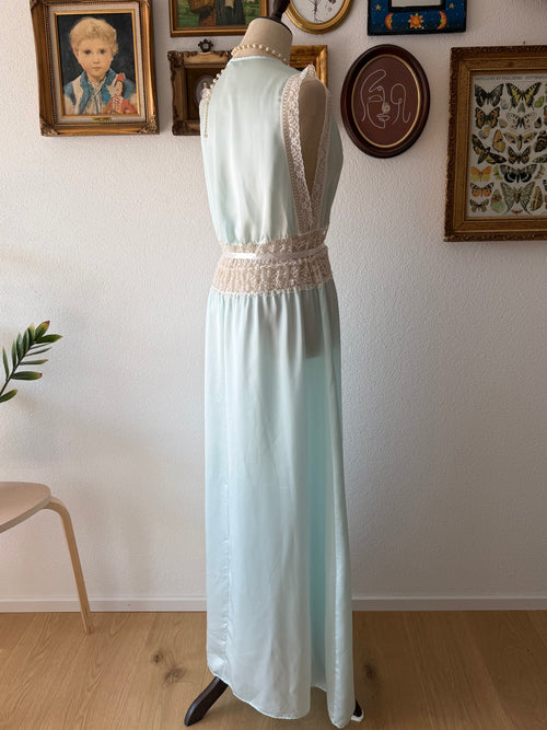 Lily of France Maxi Blue Satin Gown Size M/small L