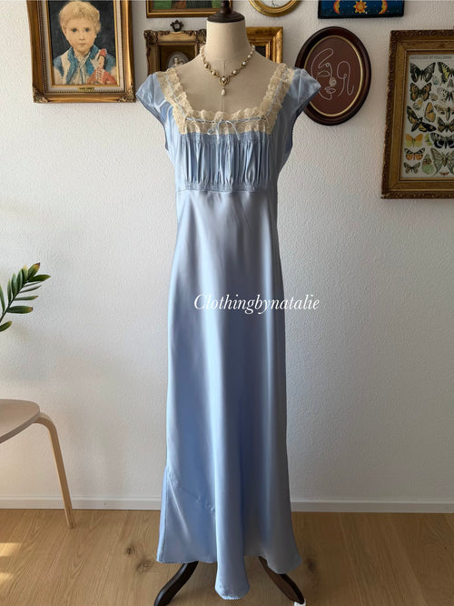 VS Blue Satin Maxi Gown Size L