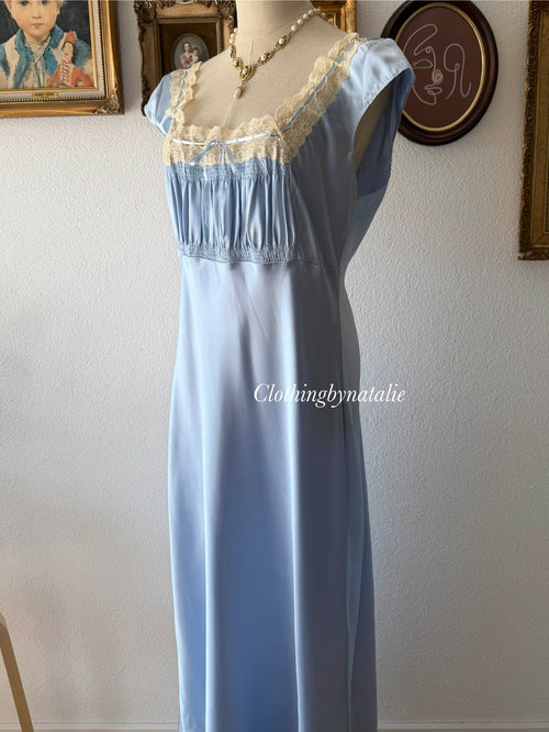 VS Blue Satin Maxi Gown Size L