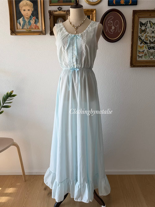 JC Penny Blue Cotton Maxi Nightgown Size M