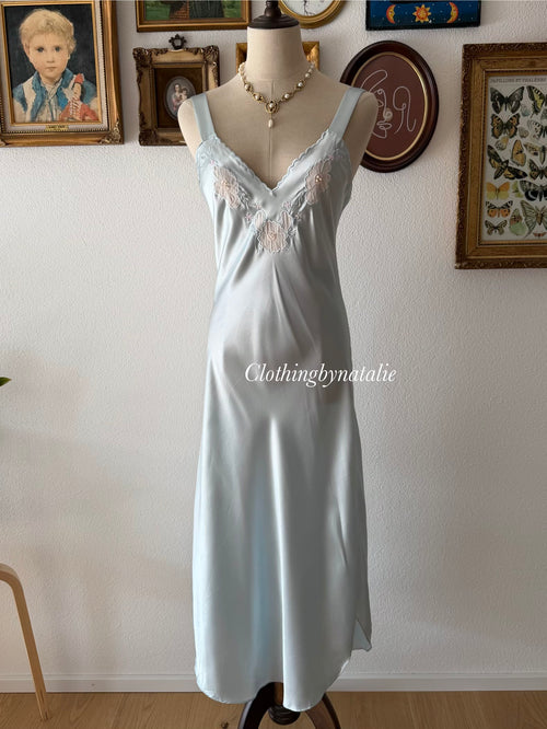 Val Mode Blue Maxi Satin Maxi Dress Size S