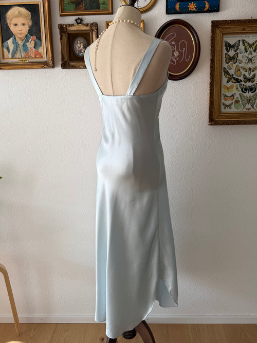 Val Mode Blue Maxi Satin Maxi Dress Size S