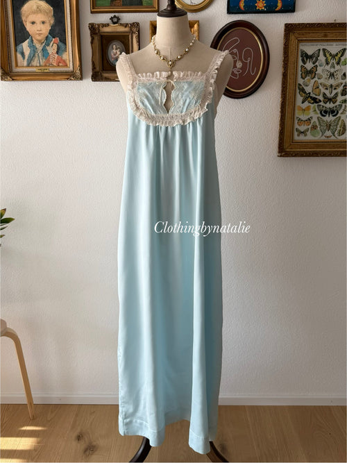 Bert Yerlin Blue Maxi Satin Nightgown Size S/M