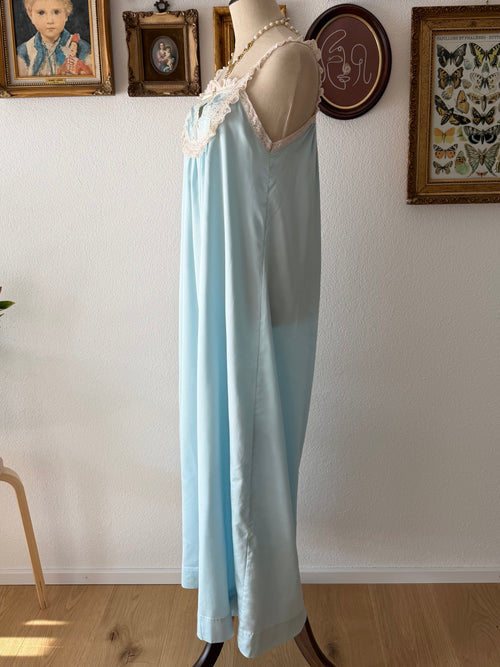Bert Yerlin Blue Maxi Satin Nightgown Size S/M