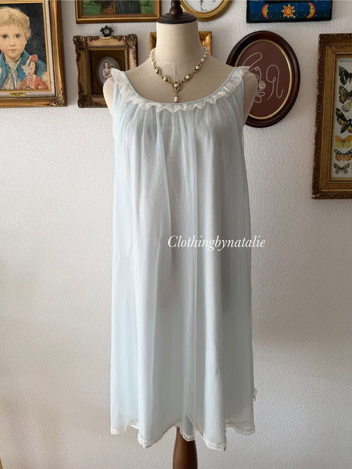 Lorraine Blue Nylon Nightgown Size S/small M