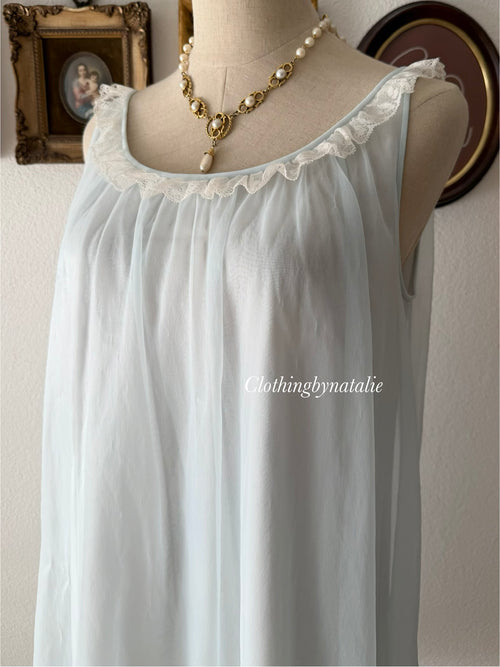 Lorraine Blue Nylon Nightgown Size S/small M