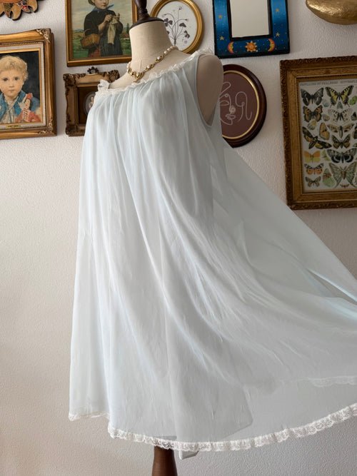 Lorraine Blue Nylon Nightgown Size S/small M