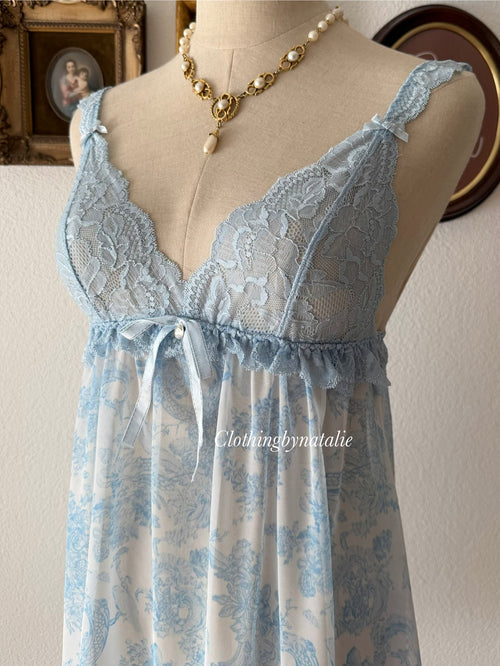 Blue Mesh Lace Mini Dress Size S