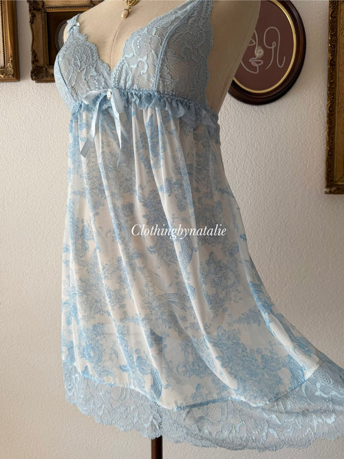 Blue Mesh Lace Mini Dress Size S