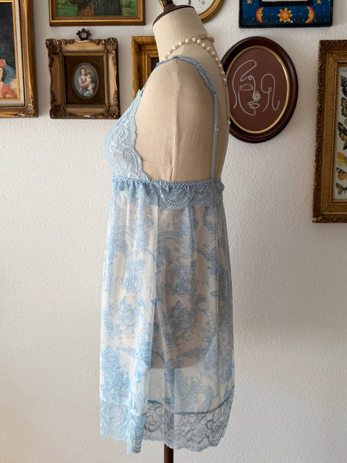 Blue Mesh Lace Mini Dress Size S
