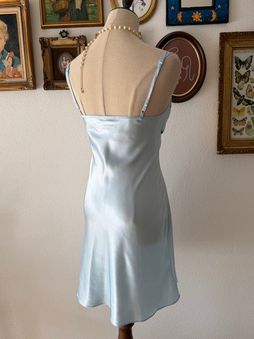 Etam Blue Satin Slip Dress Size S