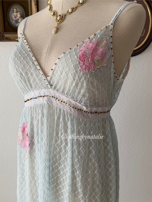 Ocean Blue Sheer Slip Size M