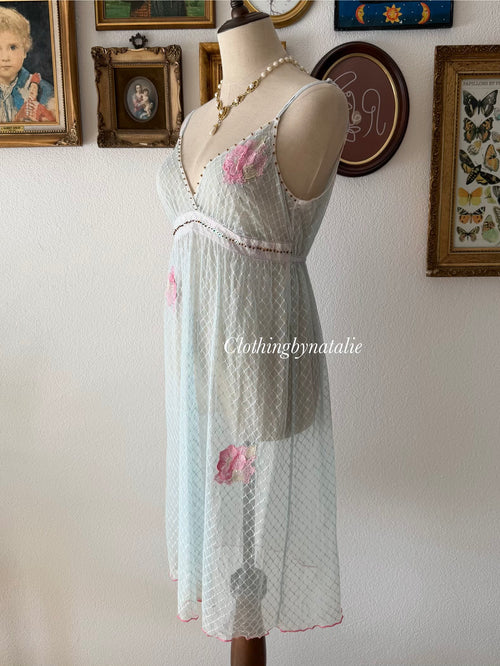 Ocean Blue Sheer Slip Size M