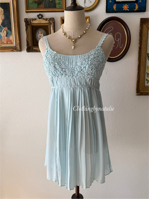 Flora Blue Chiffon Babydoll Size S/small M