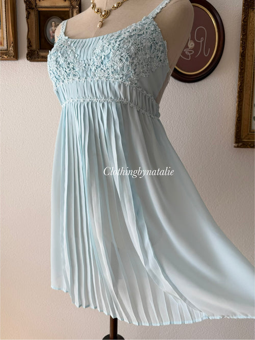 Flora Blue Chiffon Babydoll Size S/small M
