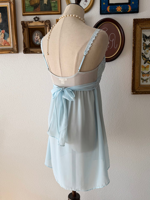Flora Blue Chiffon Babydoll Size S/small M