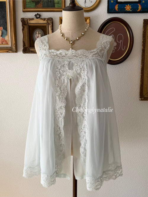 Shadowline Blue Nylon Mini Babydoll Size S/M