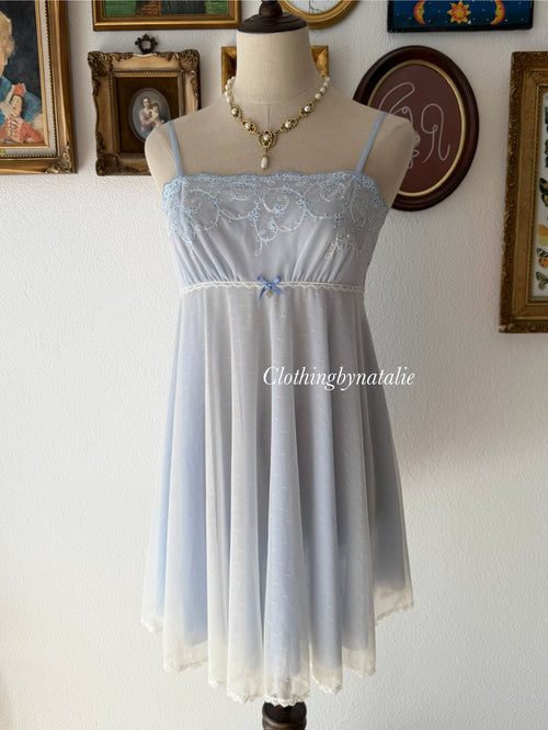 Ice Blue Sheer Mesh Babydoll Size M