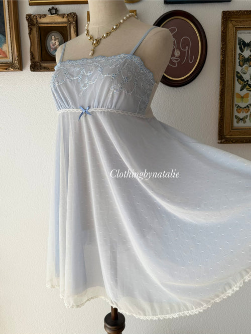 Ice Blue Sheer Mesh Babydoll Size M