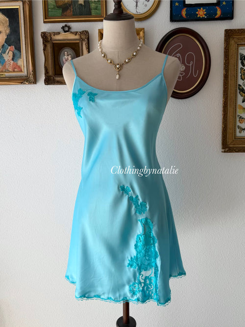 VS Blue Satin Mini Dress Size M