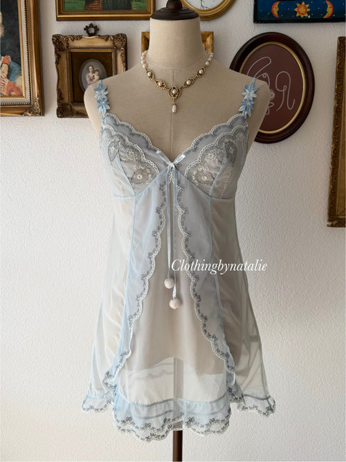 Blue Sheer Mesh Slip Size S/small M