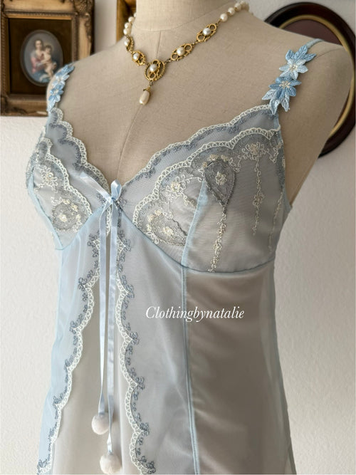 Blue Sheer Mesh Slip Size S/small M