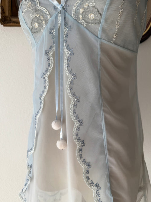 Blue Sheer Mesh Slip Size S/small M