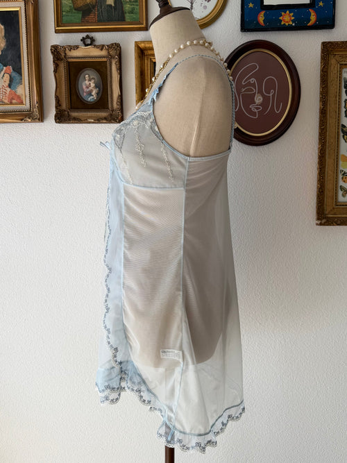 Blue Sheer Mesh Slip Size S/small M