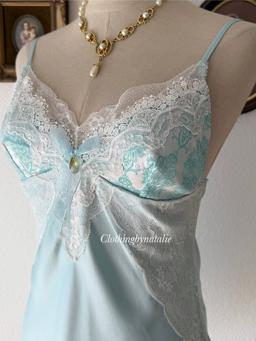 Soft Blue Satin Mini Dress Size S