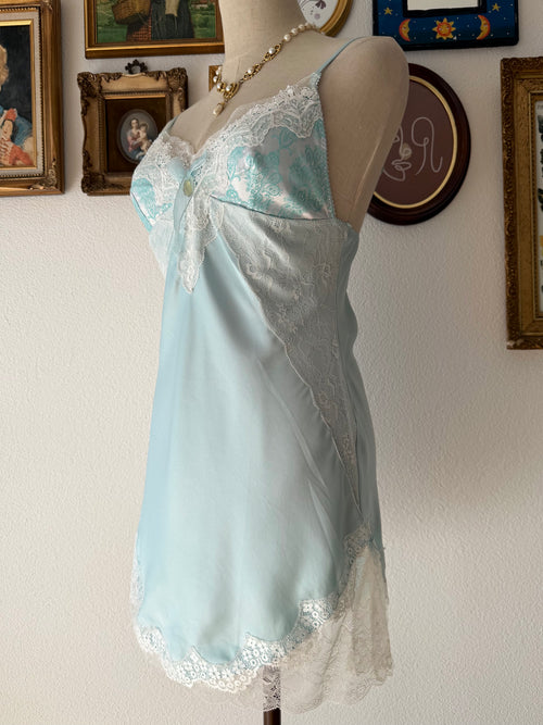 Soft Blue Satin Mini Dress Size S
