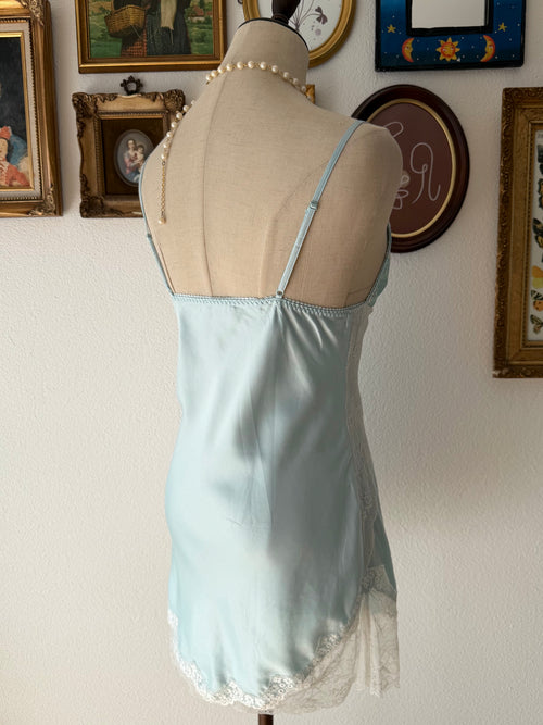 Soft Blue Satin Mini Dress Size S